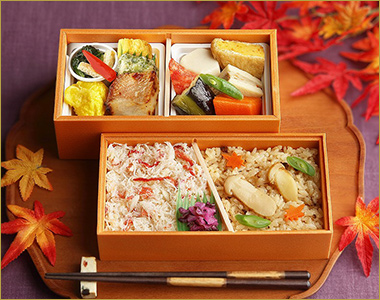 ［なだ万厨房］松茸御飯と蟹御飯の二段重