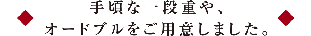 手頃な一段重や、オードブルをご用意しました。
