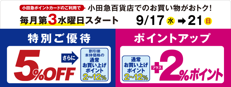 小田急ポイントカード 特別ご優待・ポイントアップ