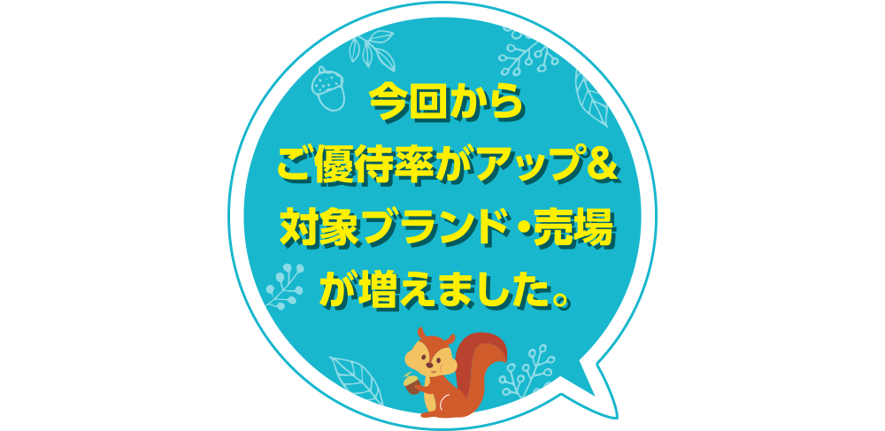 今回からご優待率がアップ&対象ブランド・売場が増えました