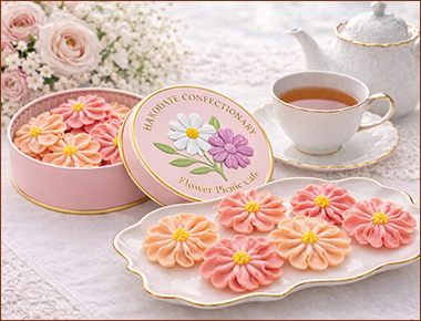〈フラワーピクニックカフェ〉お花のぼうろ(コスモス)いちご餡