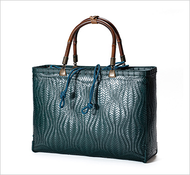 【大分県／べっぷ竹細工もりぐち】縦波網代編みかごバッグ