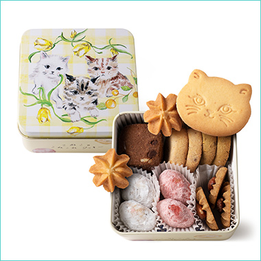 <カカオキャット>こねこのこねこねクッキー缶 mini