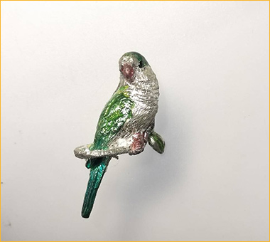 ＜鳥造＞オキナインコペンダントブローチsilver925サファイヤ