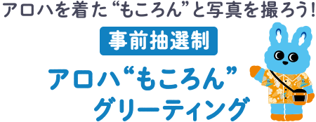 アロハを着た&ldquo;もころん&rdquo;と写真を撮ろう！ 事前抽選制 アロハ&ldquo;もころん&rdquo;グリーティング