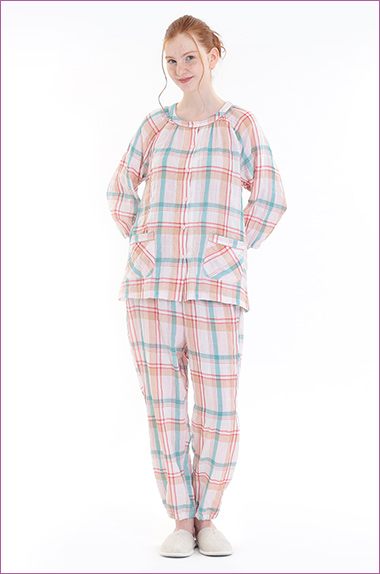 〈BToL〉［ナルエー］シャーリングWガーゼ チェック パジャマ