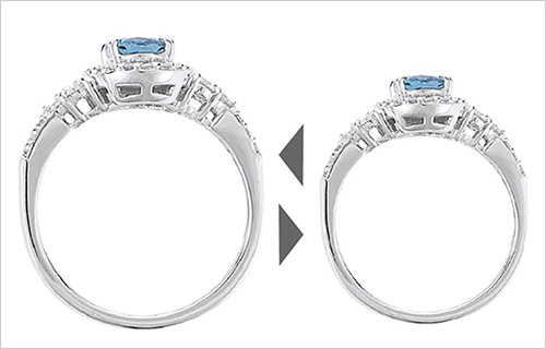 リングのサイズ直し ・K18YG…2,750円から ・Pt…3,300円から ※お好みのサイズにお直しします。