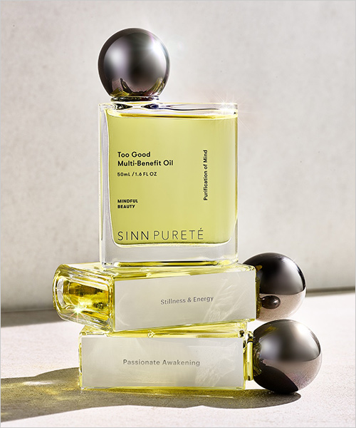 トゥーグッド マルチベネフィットオイル／Purification of Mind(心の浄化)(50ml) 3,850円  スタイリングやタオルドライ後のヘアケアはもちろん、ボディーの保湿にも。 潤いで満たし美しさ放つ、Too Goodなヘア＆ボディーオイル。 すベてのシーンにフィットして心地いい。まさに“マルチ”オイル。 ヘアにはもちろん、ボディーにもべたつかない。アウトバスにも気持ちよく使えて、ツヤ・束感のスタイリングもできる。そんな、オイルならではの良さを詰めこんだ心地いいテクスチャーを追求しました。