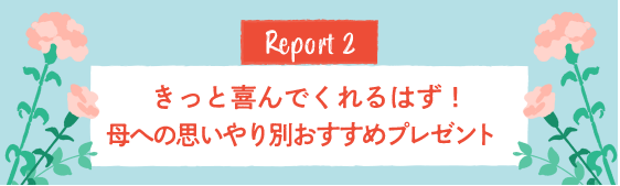 Report2 きっと喜んでくれるはず！母への思いやり別おすすめプレゼント
