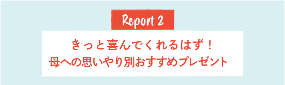 Report2 きっと喜んでくれるはず！母への思いやり別おすすめプレゼント