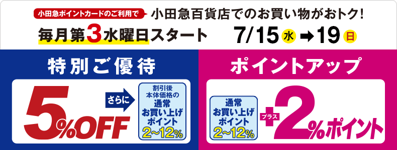小田急ポイントカード 特別ご優待・ポイントアップ