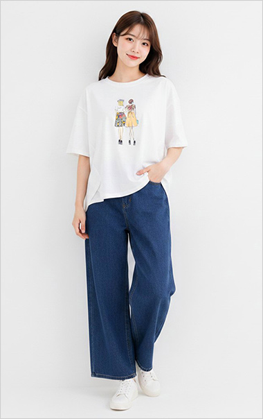Tシャツ、デニム