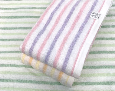 ソフトSPボーダー バスタオル、フェイスタオル