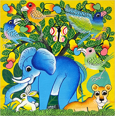 「ゾウと鳥と蝶～カシューナッツの樹～イエロー～」by Lukas