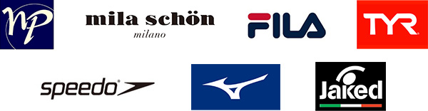 NP、mila schon、FILA、ミズノ、speedo、TYR、Jaked