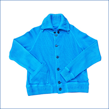 藍染ワッフルジャケット(編立リブ)
