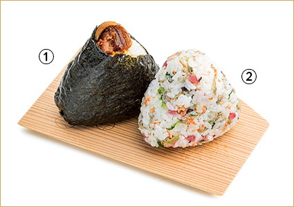 ［ぼんたぼんた］煮穴子のおにぎり～わさび入り～、梅香るちりめんじゃこ