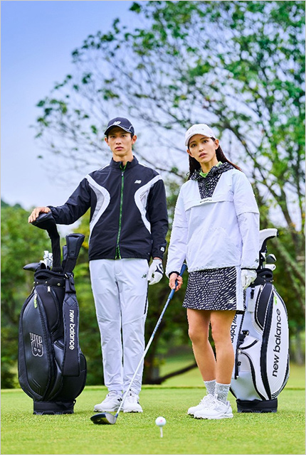 ＜ニューバランス ゴルフ＞［メンズ］ブルゾン、半袖シャツ、パンツ、キャップ、Boaスパイクレスシューズ［レディース］プルオーバー、半袖モックネック、ラップキュロット、 キャップ、シューレーススパイクレスシューズ