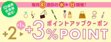 毎週3週目の水&rarr;日開催！ポイントアップクーポン＋3％ポイント