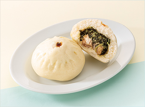 〈維新號〉野沢菜と塩角煮まん