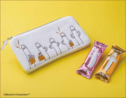 〈ムーミン &times; メリーチョコレート〉旅するニョロニョロ ポーチ(2種のチョコレートウエハース)