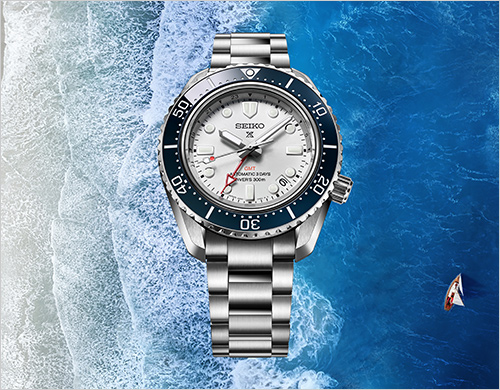 ＜プロスペックス＞ダイバーズ 1968 ヘリテージ GMT/SBEJ029 (ステンレス／自動巻［手巻つき］／ケースサイズ：縦：48.6×横：42.0cm) 255,200円  マリンスポーツのあるライフスタイルをイメージした爽やかなプレミアムスポーツウオッチ。