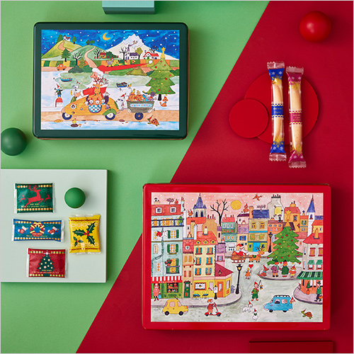 ホリデー シーズン アソート 上：(1箱／5種30個入) 3,240円 下：(1箱／6種50個入) 5,400円