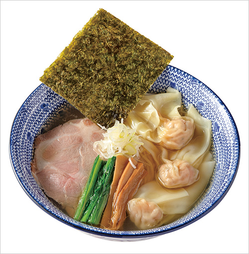塩海老ワンタン麺(1杯) 1,500円  ぷりっぷりの海老が詰まったワンタンの食感と、貝柱などを配合した特製塩だれが鶏の旨味を凝縮した清湯スープに奥深さをプラスします。